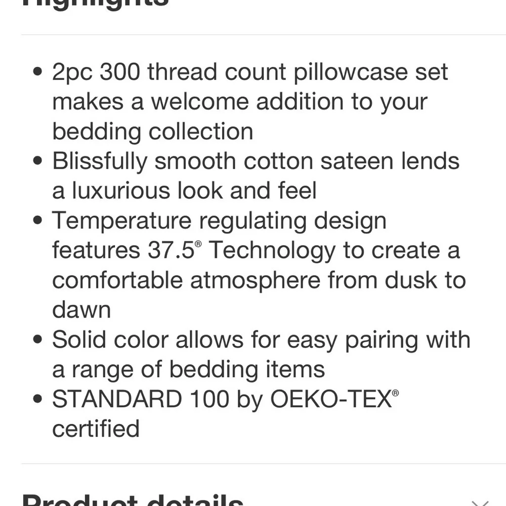 King 300 Thread Count Temperature Regulating Pillowcase Set Natural New